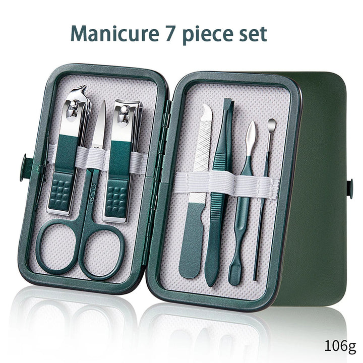 Ouriner 6-18Pcs Portable Manicure Sets Pedicure Kits Bright Black Nail Clipper Set Personal Care Tools Eyebrow Scissors - Exquisitetrends