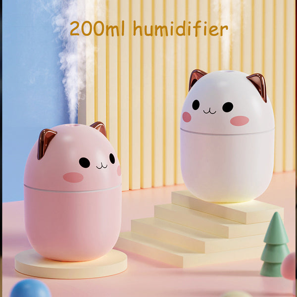 Cute Cat LED Air Humidifier (USB) Ultra Silent Aromatherapy Diffuser for Bedroom, Office & Car