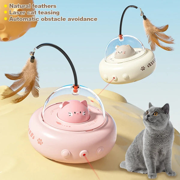 Smart Electric Cat Teaser Toy Self Spinning Feather & Bell Interactive Training Plaything