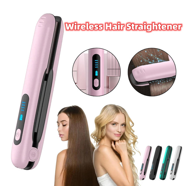 Cordless 2-in-1 Mini Hair Straightener & Curler – USB-Rechargeable, 4 Heat Levels - Exquisitetrends
