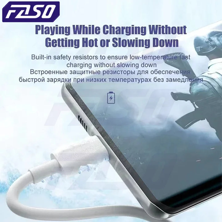 FASO 1-3PCS 10A 100W Type C Super Fast Charging Cable Data Cord For Samsung Huawei Xiaomi Redmi Quick Charing USB C Cables - Exquisitetrends