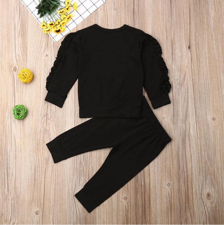 Newborn Baby Boys Girls Ruffles Jumper Solid Long Sleeve Sweatshirt Tops Pants Infant Kids 2Pcs Outfits Clothes Set Fall Clothes - Exquisitetrends