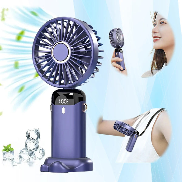 Foldable USB Rechargeable Mini Fan Handheld, Neck & Desk
