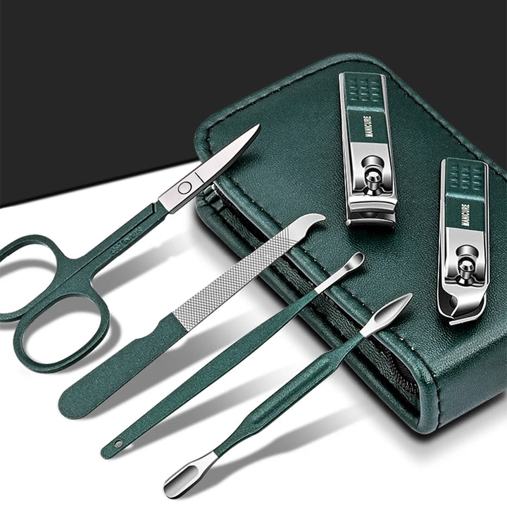 Ouriner 6-18Pcs Portable Manicure Sets Pedicure Kits Bright Black Nail Clipper Set Personal Care Tools Eyebrow Scissors - Exquisitetrends