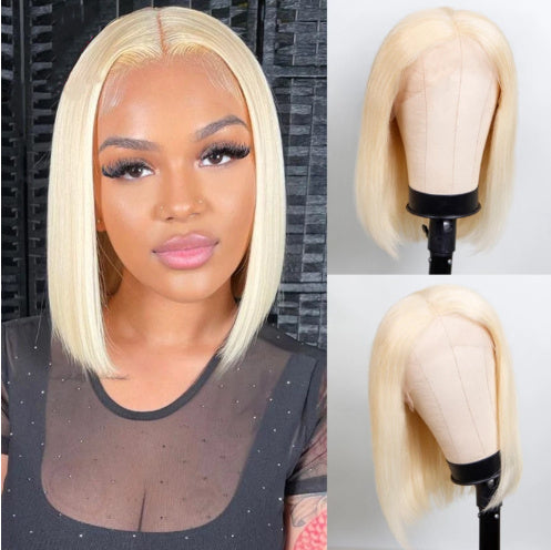 613 Blonde Bob Wig Short, Straight, 100% Human Hair - Exquisitetrends