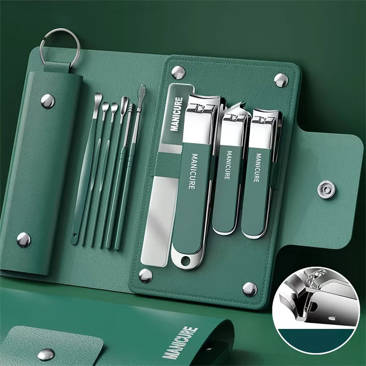 Ouriner 6-18Pcs Portable Manicure Sets Pedicure Kits Bright Black Nail Clipper Set Personal Care Tools Eyebrow Scissors - Exquisitetrends