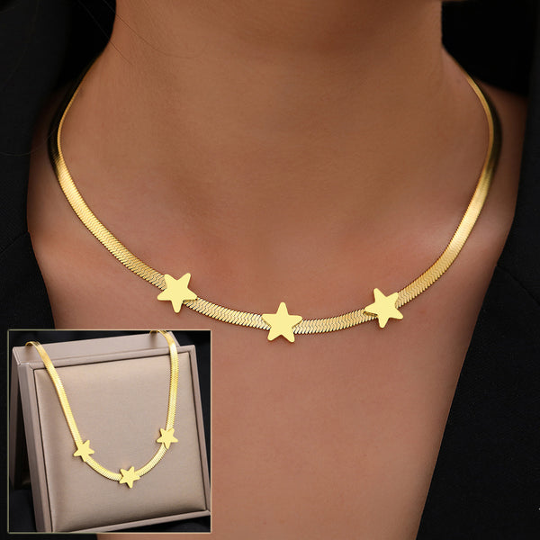 Gothic Blade & Stars Necklace Stainless Steel Snake Chain Choker