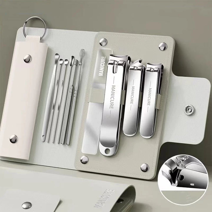 Ouriner 6-18Pcs Portable Manicure Sets Pedicure Kits Bright Black Nail Clipper Set Personal Care Tools Eyebrow Scissors - Exquisitetrends