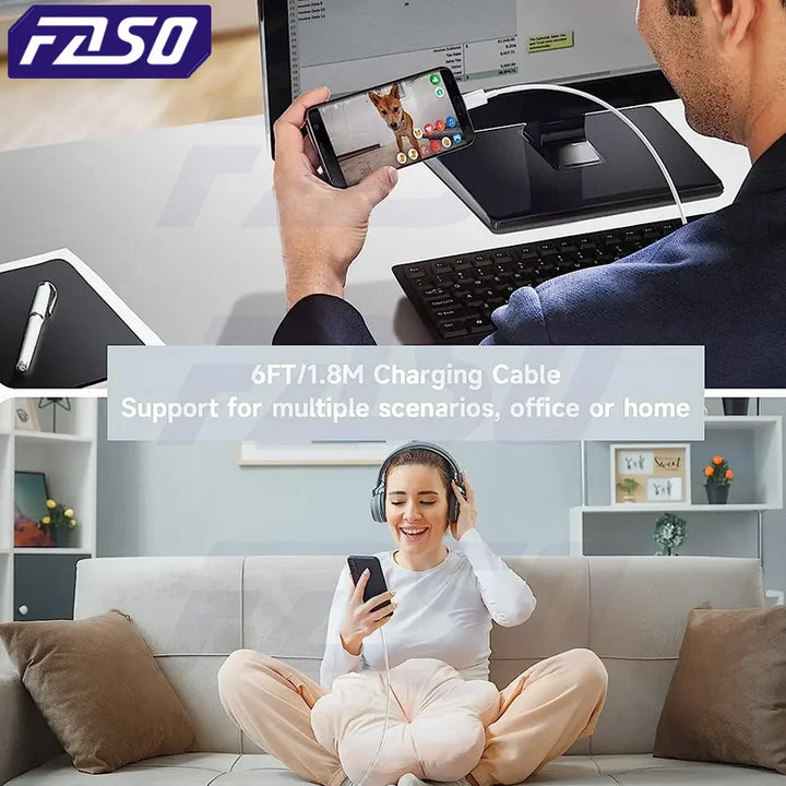 FASO 1-3PCS 10A 100W Type C Super Fast Charging Cable Data Cord For Samsung Huawei Xiaomi Redmi Quick Charing USB C Cables - Exquisitetrends