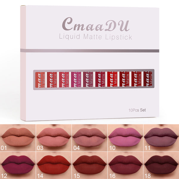 10 Piece Matte Lip Gloss Set | Long Lasting & Waterproof