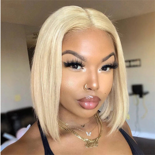 613 Blonde Bob Wig Short, Straight, 100% Human Hair - Exquisitetrends