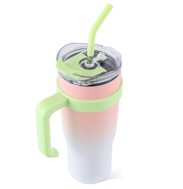 40oz Insulated Tumbler with Handle & Straw | Stainless Steel, Vacuum-Insulated, Cup-Holder Friendly
