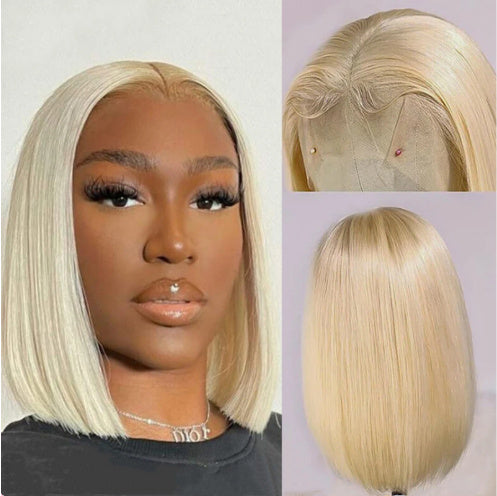 613 Blonde Bob Wig Short, Straight, 100% Human Hair - Exquisitetrends