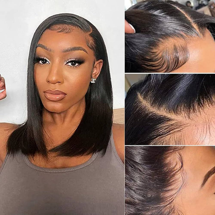 Natural 4×4 Lace Closure Short Bob Wig Straight 100% Human Hair Wig - Exquisitetrends