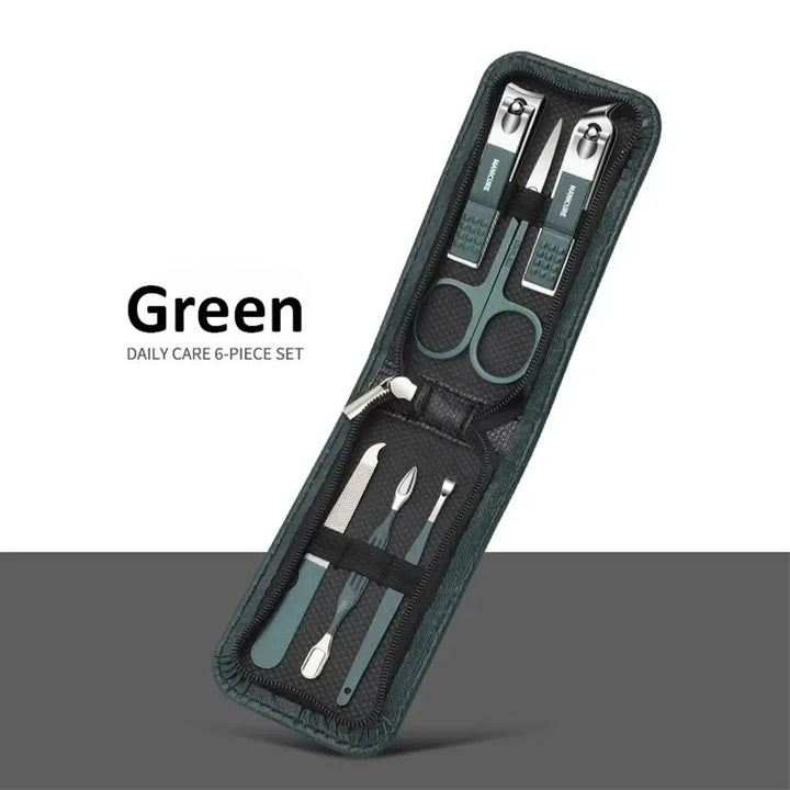 Ouriner 6-18Pcs Portable Manicure Sets Pedicure Kits Bright Black Nail Clipper Set Personal Care Tools Eyebrow Scissors - Exquisitetrends