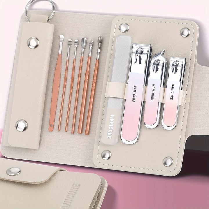 Ouriner 6-18Pcs Portable Manicure Sets Pedicure Kits Bright Black Nail Clipper Set Personal Care Tools Eyebrow Scissors - Exquisitetrends