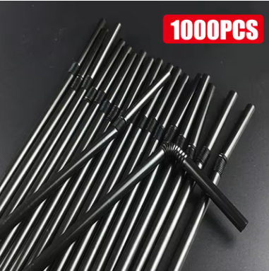 1000Pcs Drinking Straws Black rietjes Flexible Wedding Party Supplies Drinking Straws