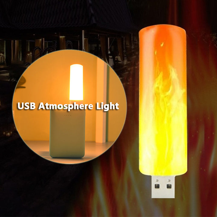 USB Atmosphere Light LED Flame Flashing Candle Lights Book Lamp For Power Bank Camping Lighting Cigarette Lighter Effect Light - Exquisitetrends