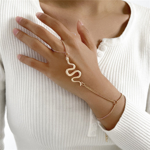 Curved Snake-shaped Chain Finger Bracelet