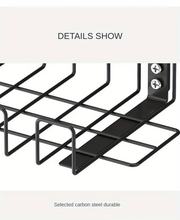 Under Table Storage Rack Metal Cable Management Tray Home Office Desk Wire Organizer