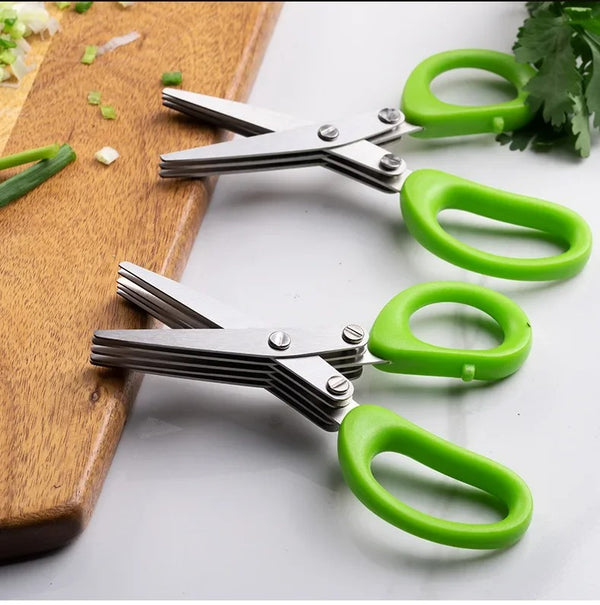 Multi-functional Stainless Steel Kitchen Scissors Pepper Shredded Chopped Scallion Cutter Laver Cut Cooking Tool