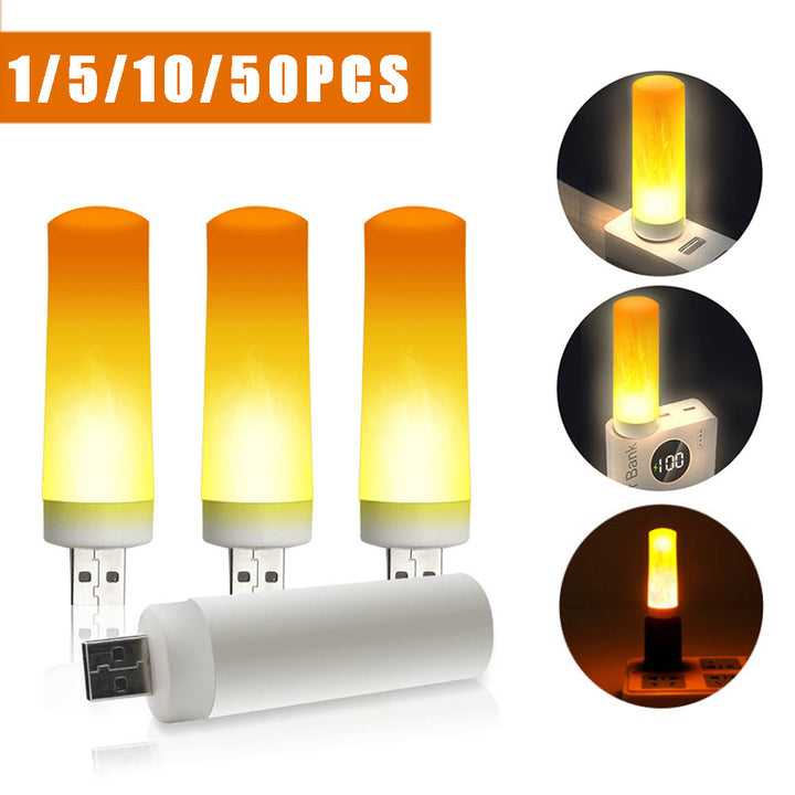 USB Atmosphere Light LED Flame Flashing Candle Lights Book Lamp For Power Bank Camping Lighting Cigarette Lighter Effect Light - Exquisitetrends