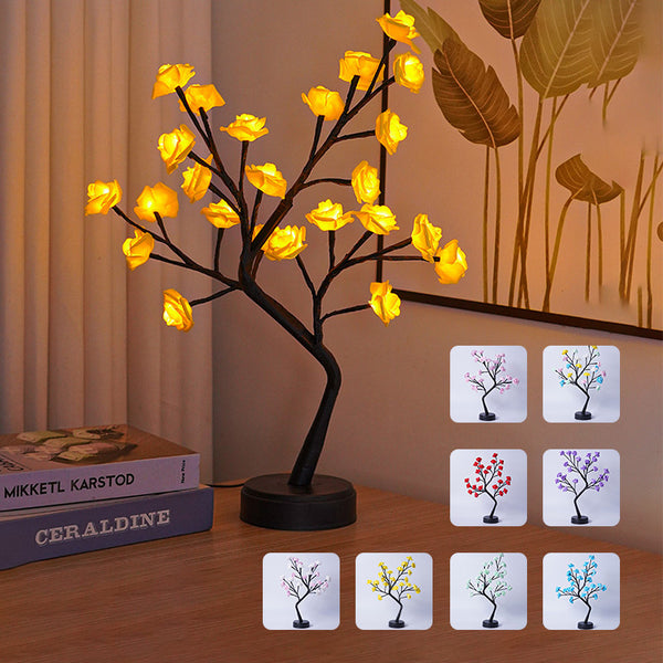 Table Lamp Flower Tree Rose Lamps Fairy Desk Night Lights USB Operated Gifts For Wedding Valentine Christmas Decoration - Exquisitetrends