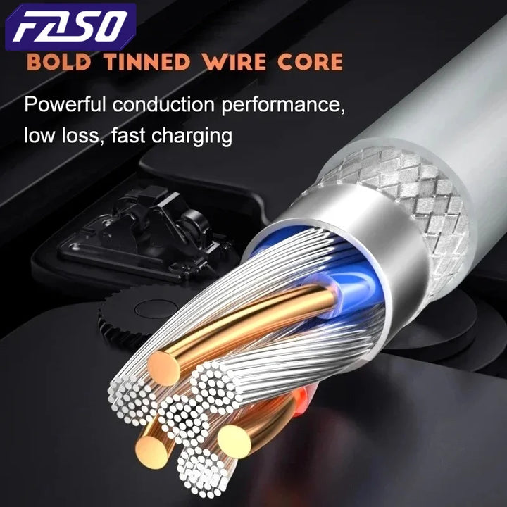 FASO 1-3PCS 10A 100W Type C Super Fast Charging Cable Data Cord For Samsung Huawei Xiaomi Redmi Quick Charing USB C Cables - Exquisitetrends