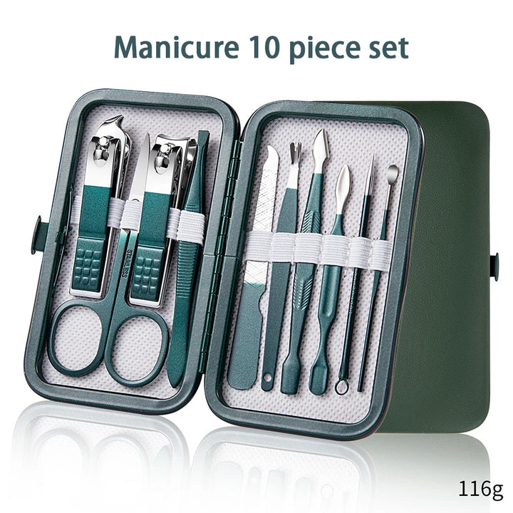 Ouriner 6-18Pcs Portable Manicure Sets Pedicure Kits Bright Black Nail Clipper Set Personal Care Tools Eyebrow Scissors - Exquisitetrends