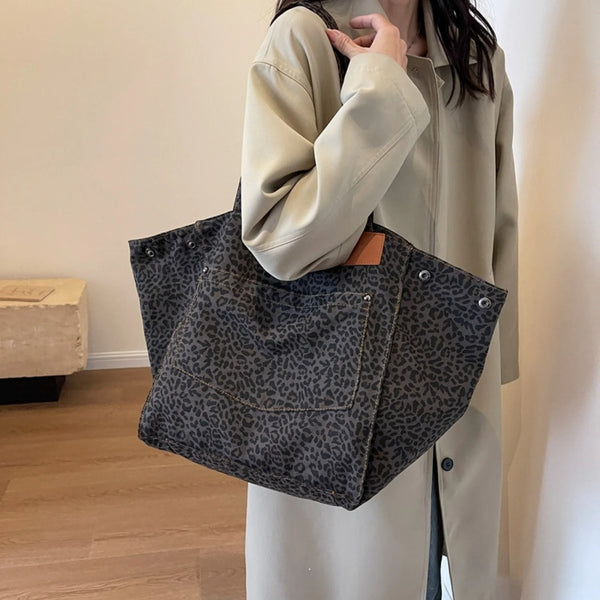 Leopard Pattern Tote School Work Shopping Bag