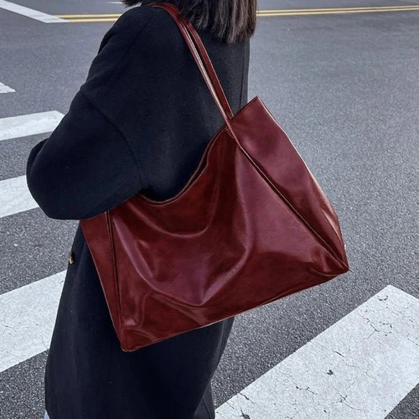 New Fashion Tote Bag Solid PU Large Capacity Women's Shopping Travel Handbag