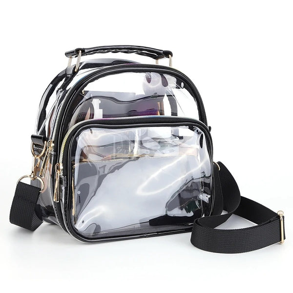 Transparent PVC Ladies Small Handbags Stadium Approved Women Clear Bag