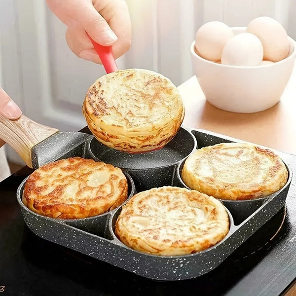 1pc medical stone four-hole omelette pot household non-stick flats-bottomed egg dumpling pot