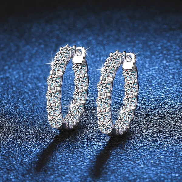 2.6ct D Color Moissanite Earring 925 Sterling Sliver Plated White Gold Hoop Earring - Exquisitetrends