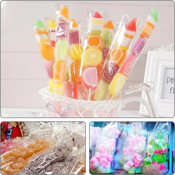 100pcs Clear Long Candy Treat Bag Cellophane Cookie Lollipop Plastic Bag Food Gift Packaging Wedding Birthday Decor Supplies