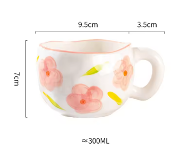 300ML Creative Hand Pinched Irregular Flower Ceramic mug Handmade Coffee Cup