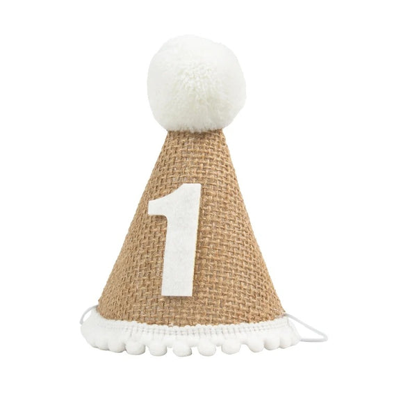 Burlap Hat Baby First Birthday Party Linen Felt Hat 1st Years Kids Baby Shower Hat Birthday Headband Decoration - Exquisitetrends