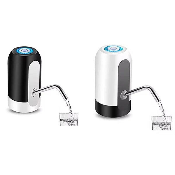 2 pcs White-Black Water Bottle Pump USB Charging Auto Switch Drinking Dispenser Charging One Click Auto Switch Drink Pump Dispenser